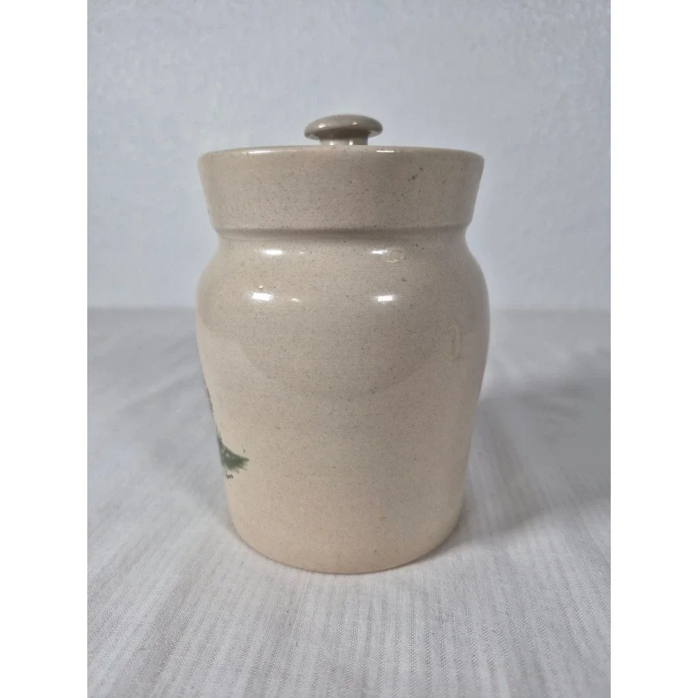 Vtg Yesteryears Hand Painted Birdhouse Stoneware Crock Jar w/Lid - USA